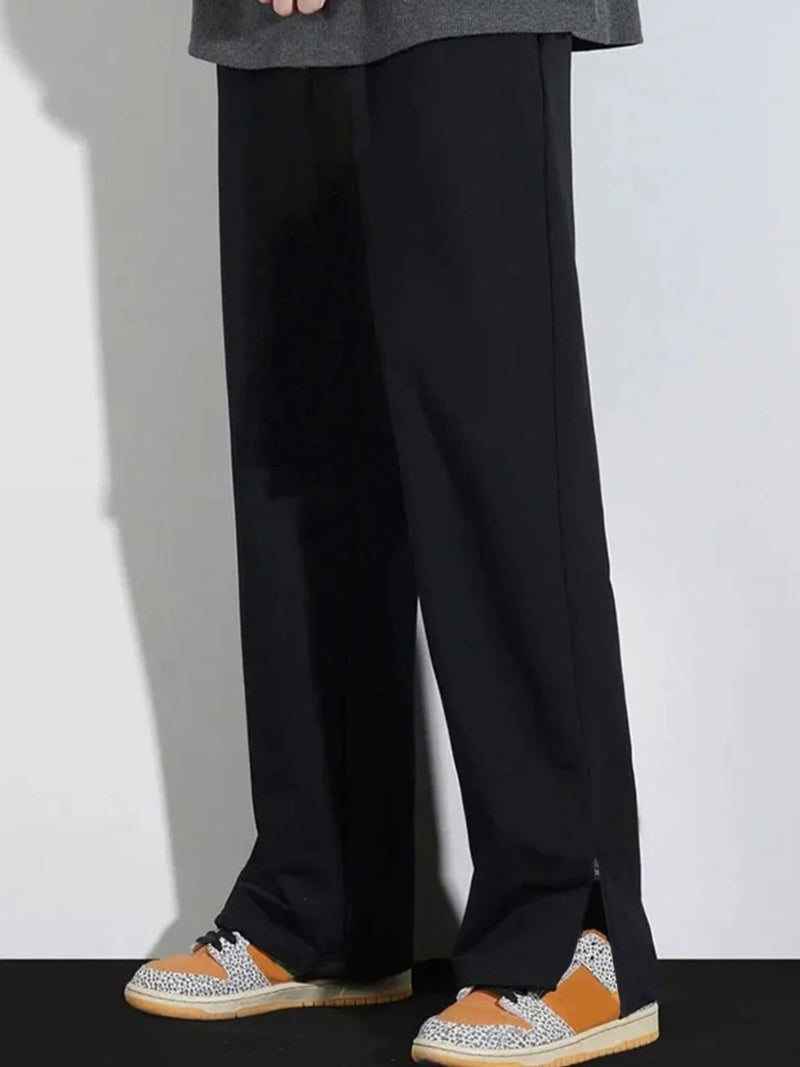 FLYNOFF Black Solid Loose Fit Men's Track Pant - Image 2